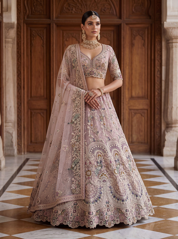 Mauve Mist Premium Net Lehenga