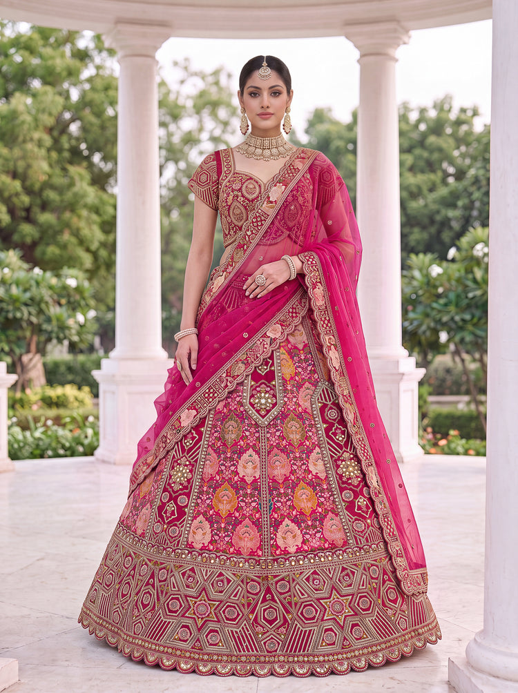 Deep Pink Designer Wedding Lehenga Choli