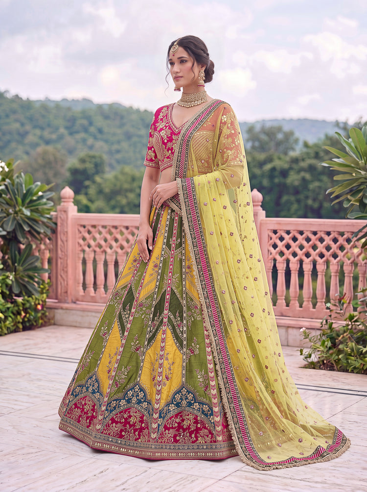 Multicolour Silk Lehenga Choli with Gotta Patti, Zari and Sequins, photo 4