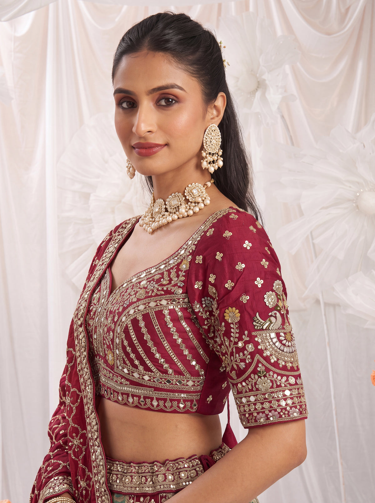 Rajvanshi Multi-Toned Banarasi Silk Patchwork Bridal Lehenga Choli