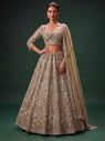 Antique Gold Heavily Embellished Net Designer Bridal Lehenga Choli Set