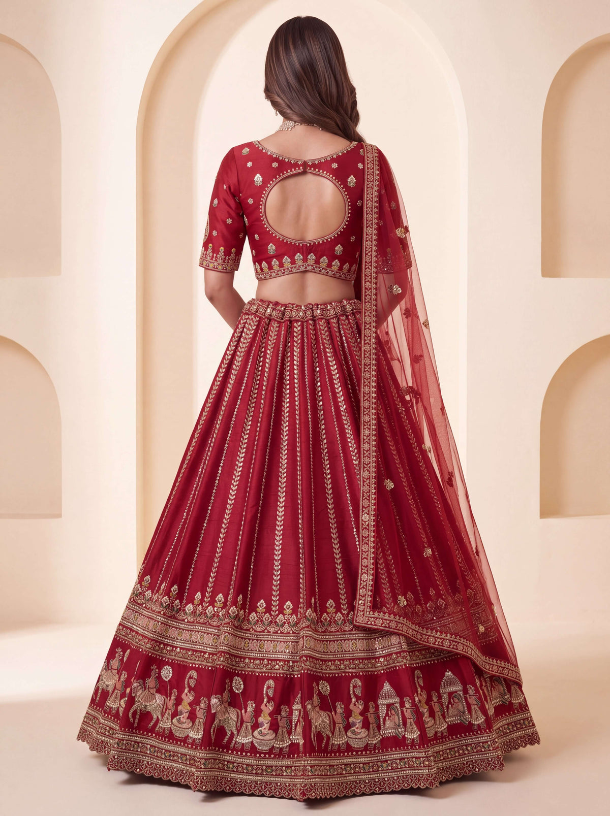 Red Premium Silk Bridal Lehenga with Handwork Sequin