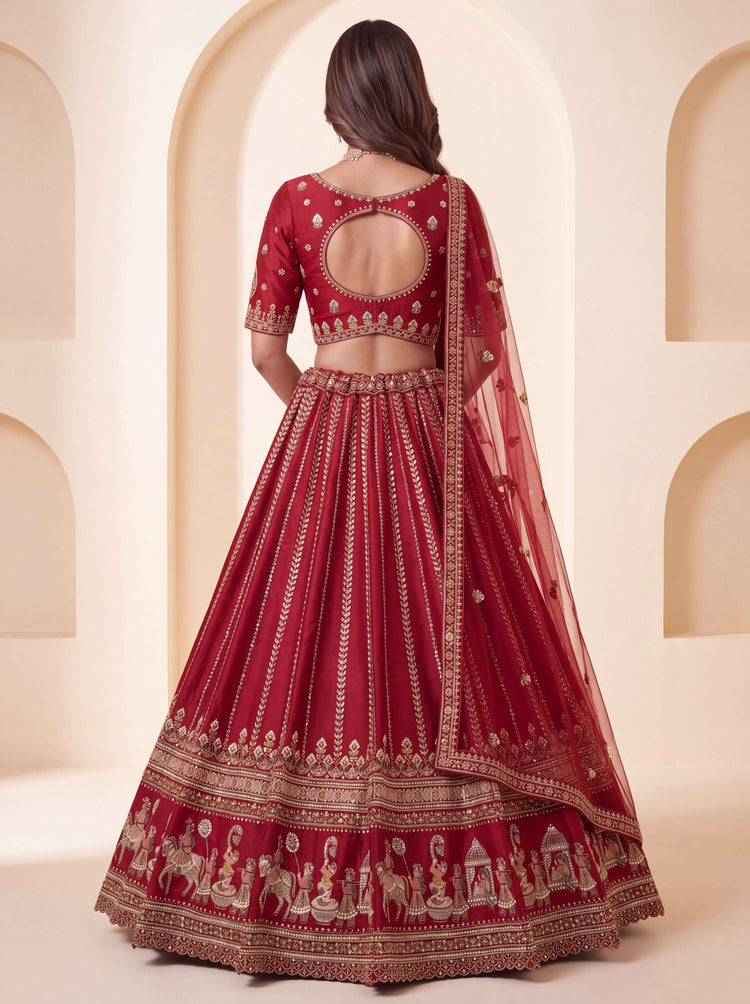 Red Premium Silk Bridal Lehenga with Handwork Sequin