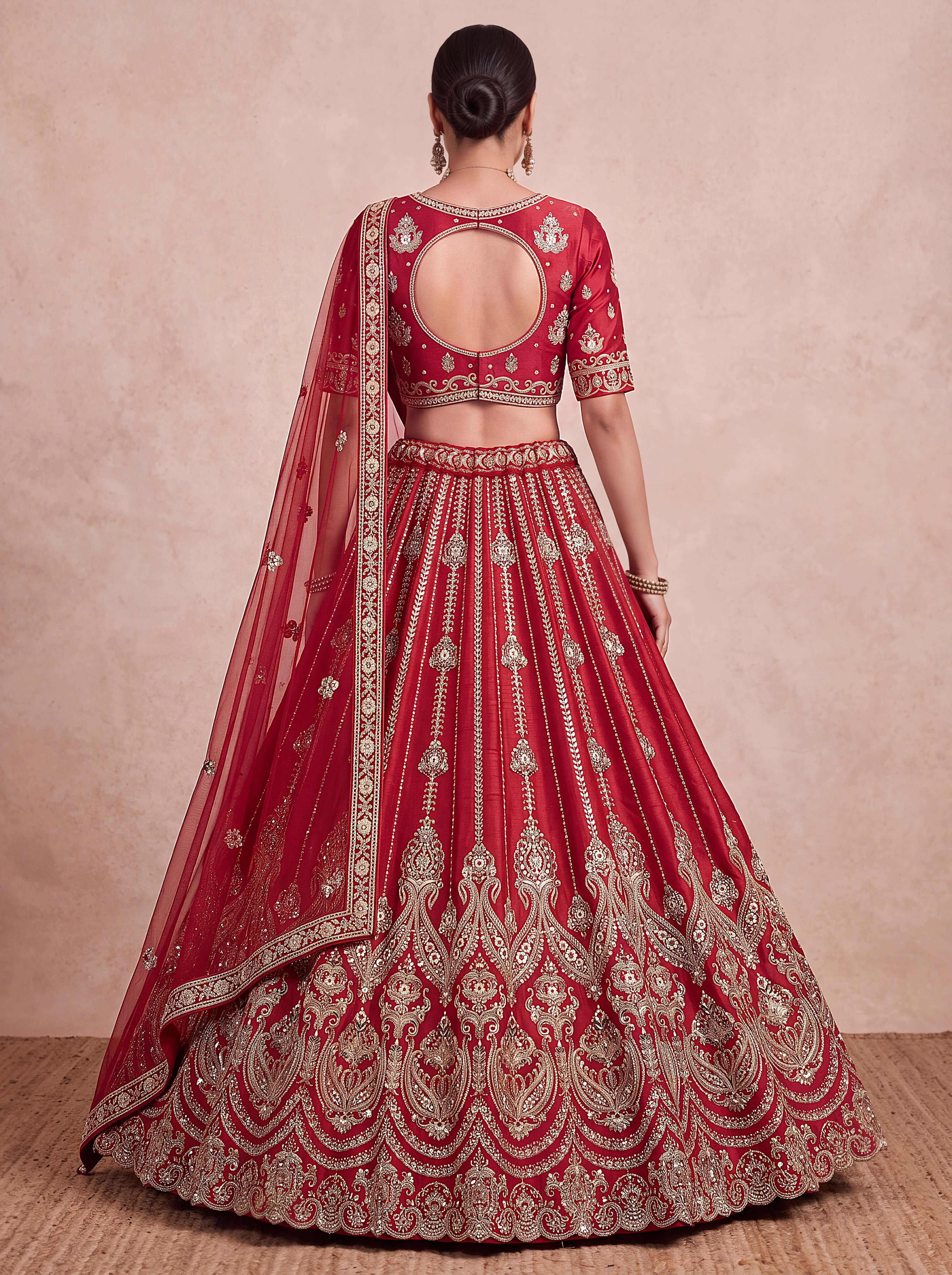 Red Bridal Silk Lehenga