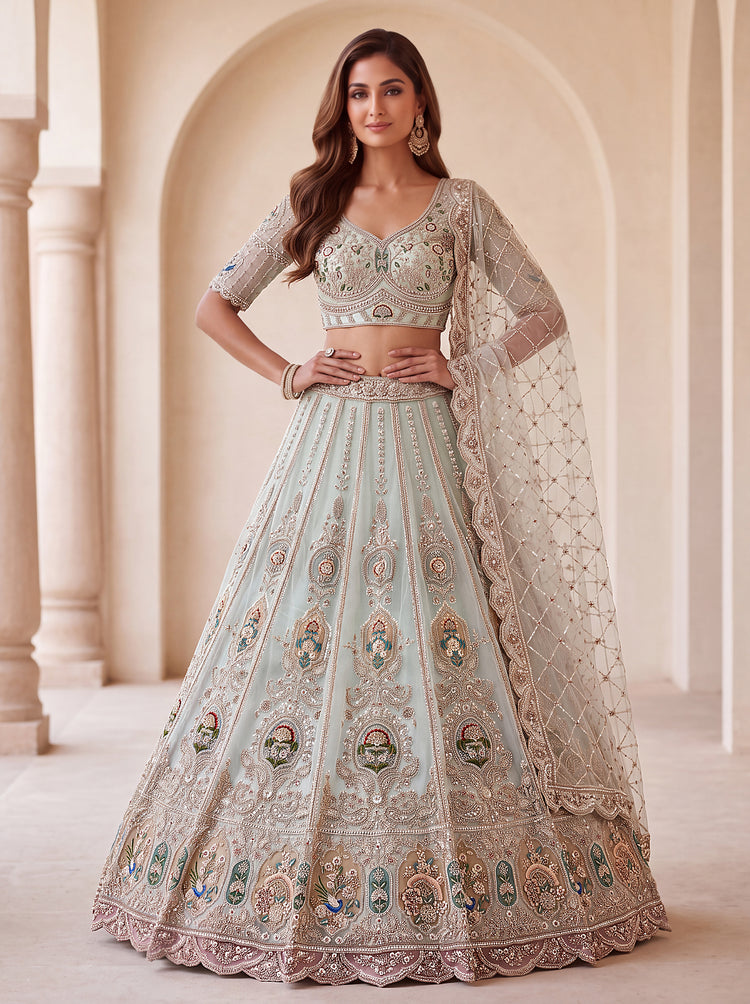 Net Handwork Bridal Lehenga