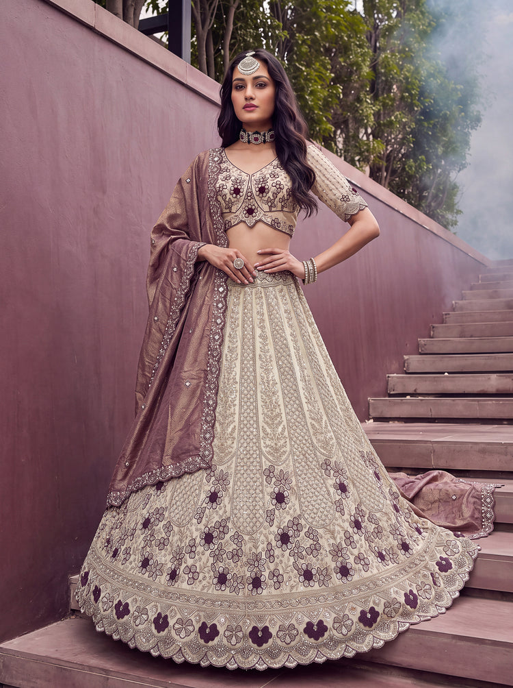 The Gulnaar Dusty Rose Silk Lehenga Choli
