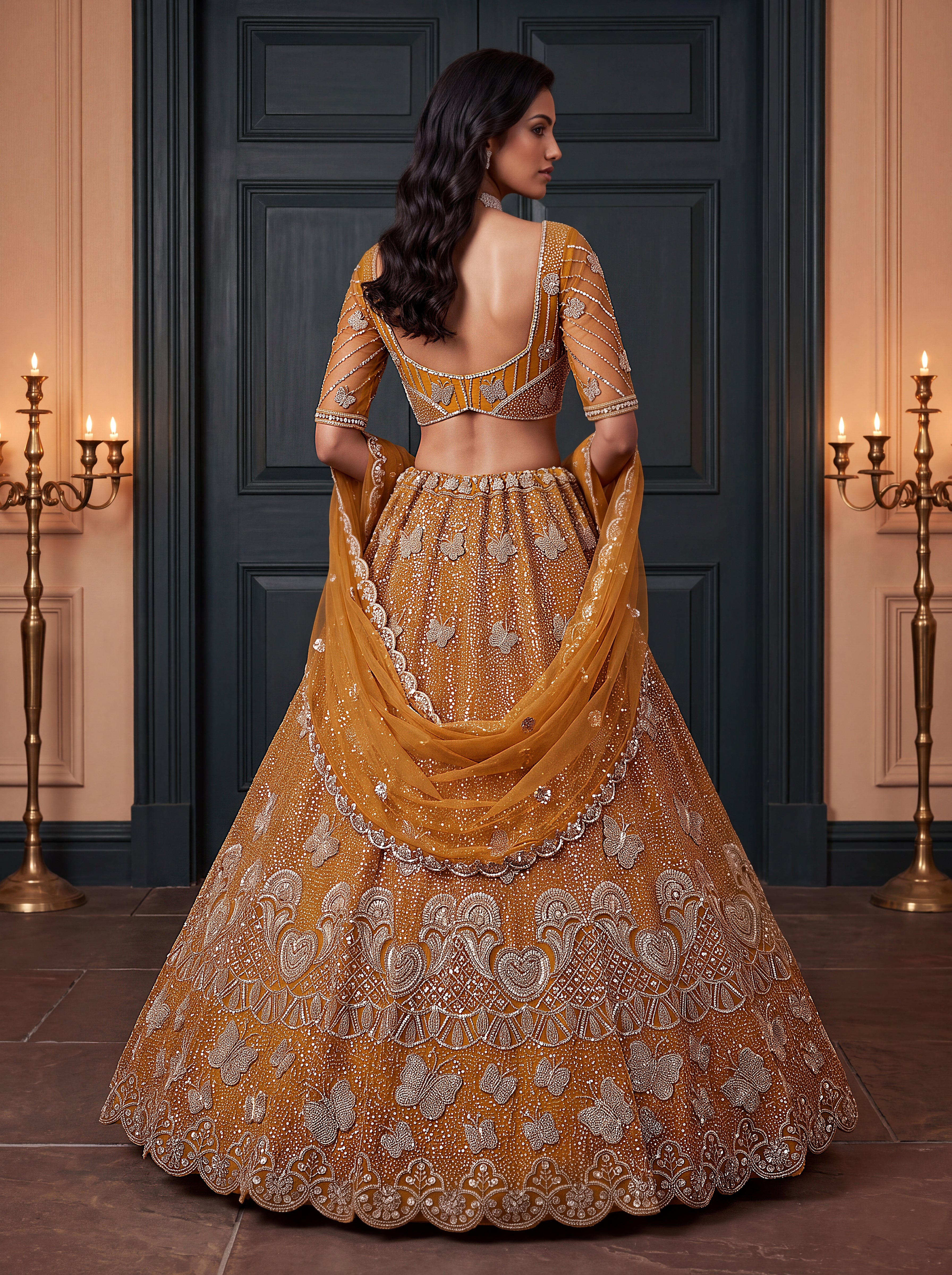 Mustard Beads Embroidered Lehenga