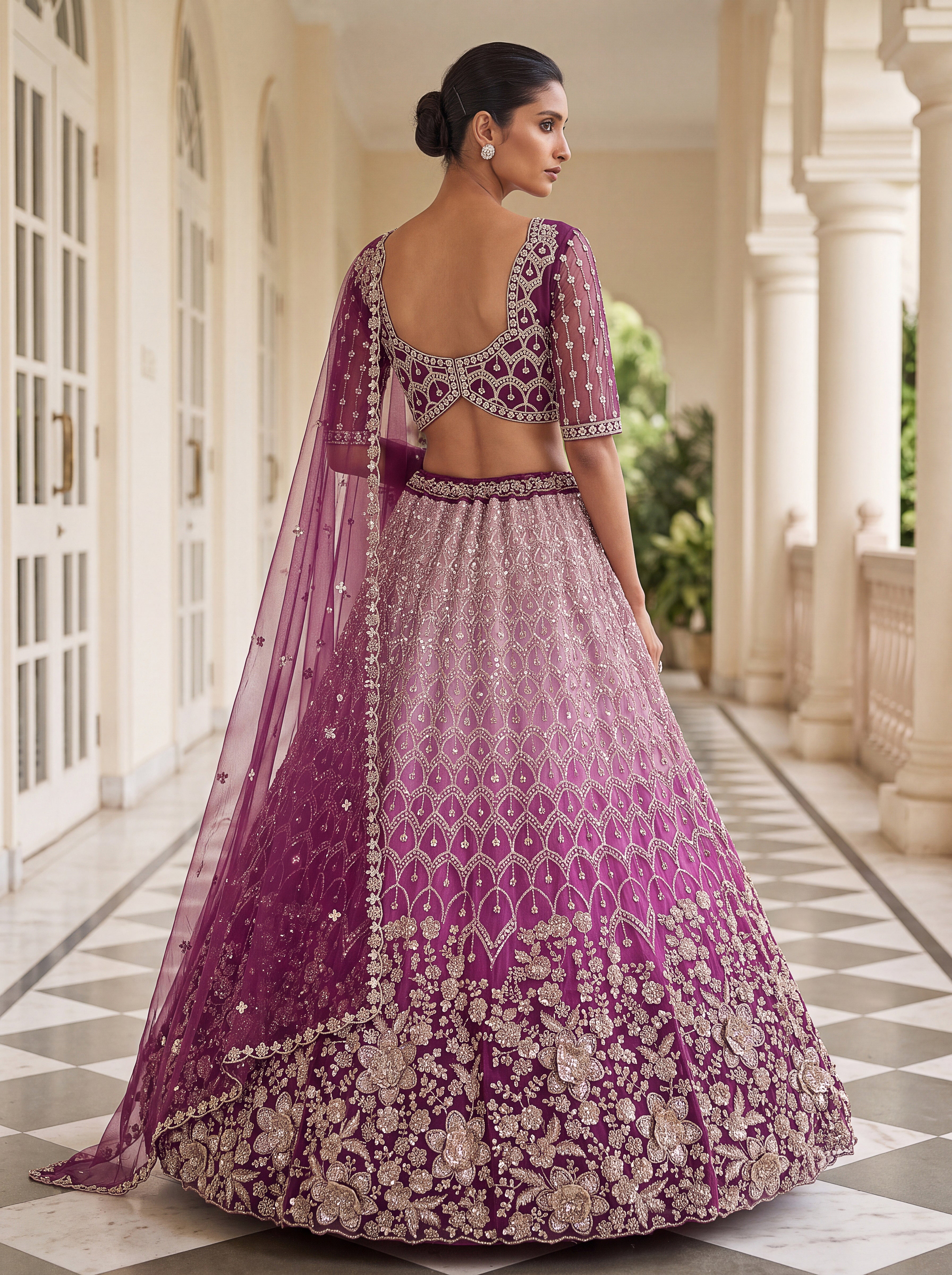 Wine Lehenga