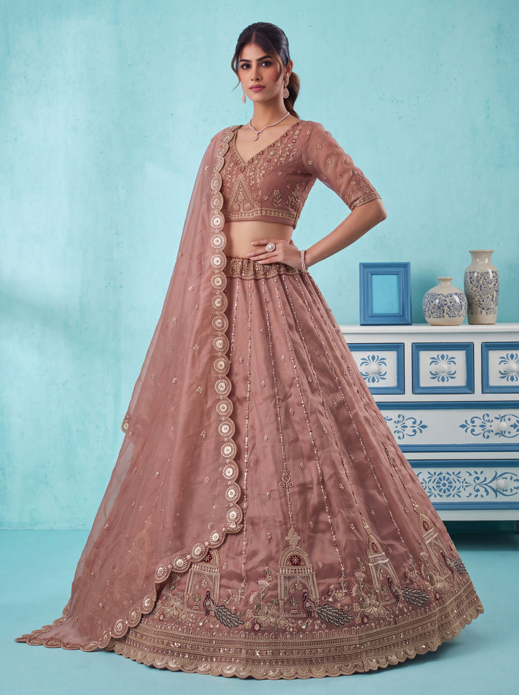 The Mayura Dusty Rose Peacock Lehenga Choli, photo 3