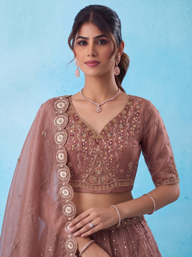 The Mayura Dusty Rose Peacock Lehenga Choli, photo 5