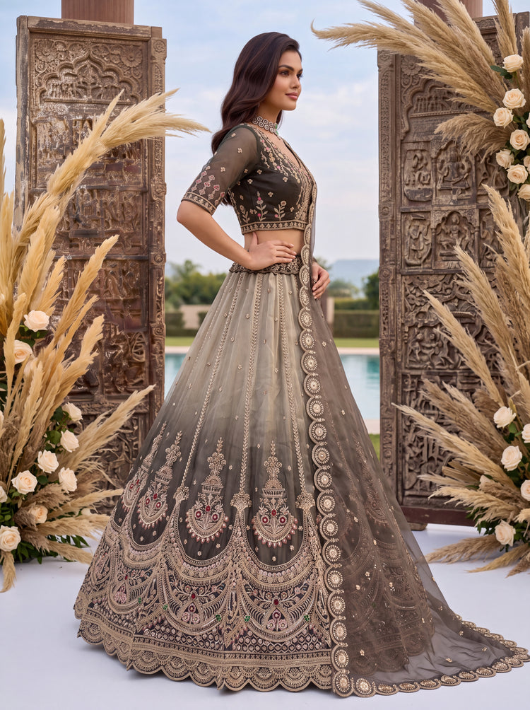 Grey Shaded Chandni Silk Designer Handwork Lehenga Choli