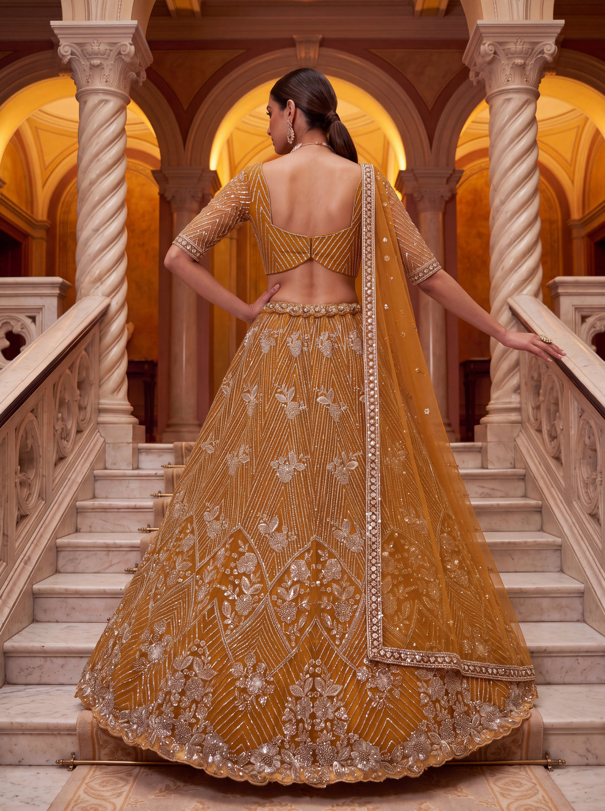 The Aavanya Mustard Gold Embroidered Lehenga Choli, photo 2