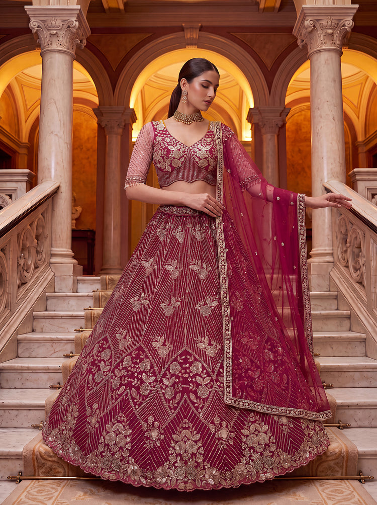 Aadhira Embellished Premium Net Lehenga Choli Set with Beadwork