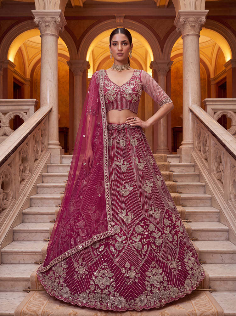 Aadhira Embellished Premium Net Lehenga Choli Set with Beadwork