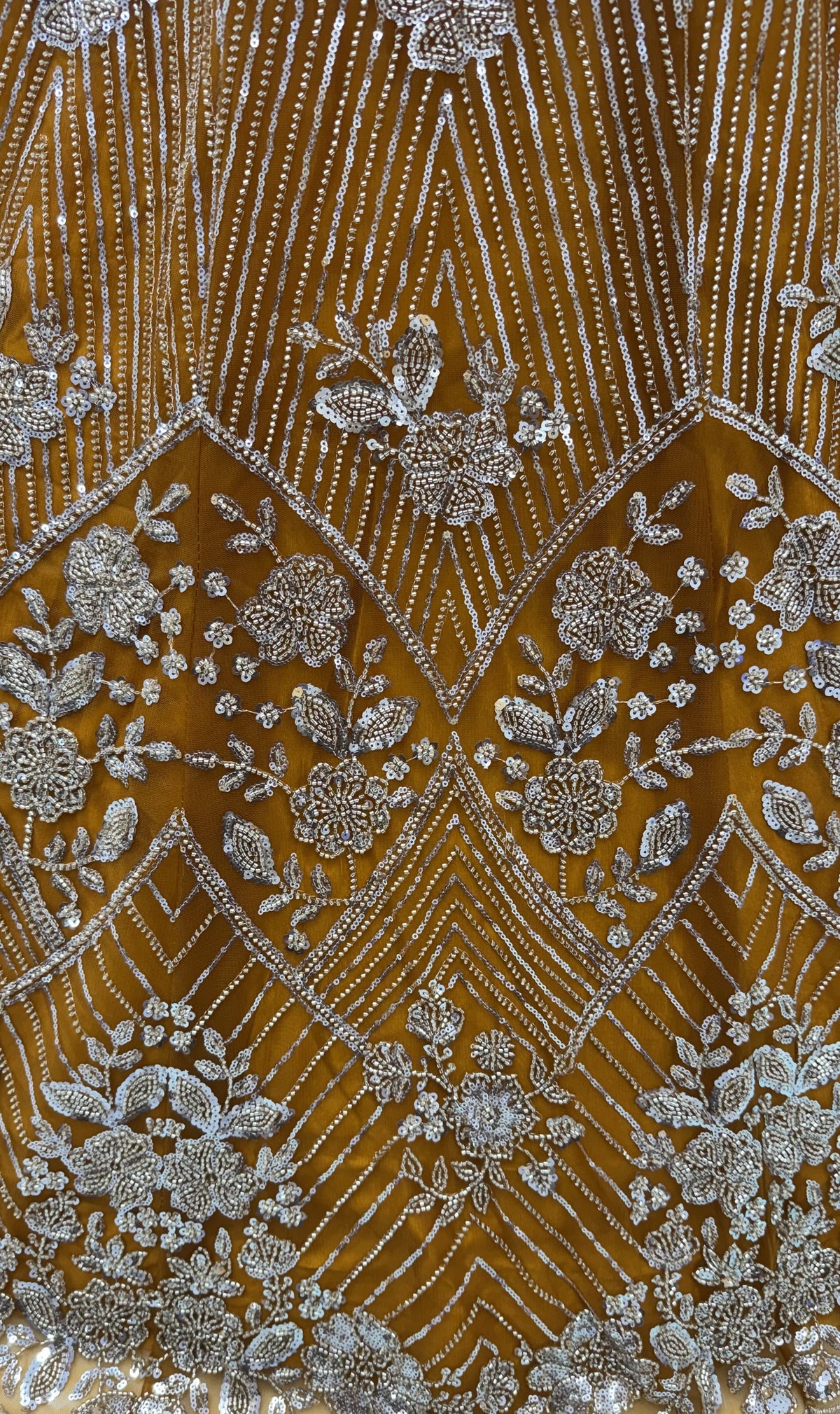 The Aavanya Mustard Gold Embroidered Lehenga Choli, close-up 2