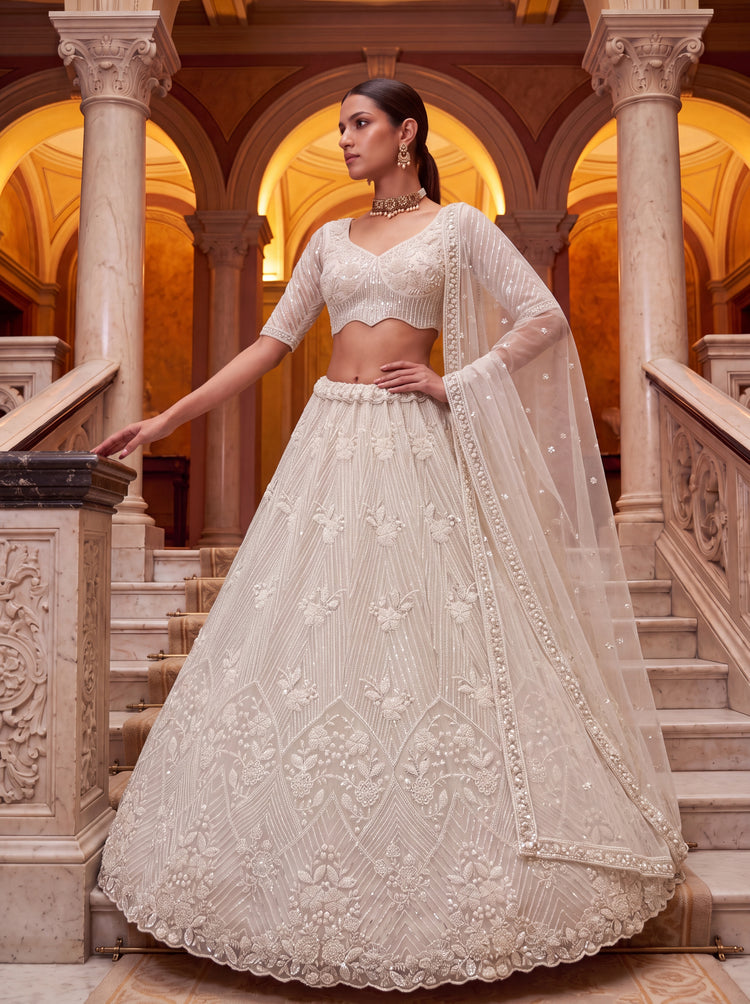 Aadhira Embellished Premium Net Lehenga Choli Set with Beadwork