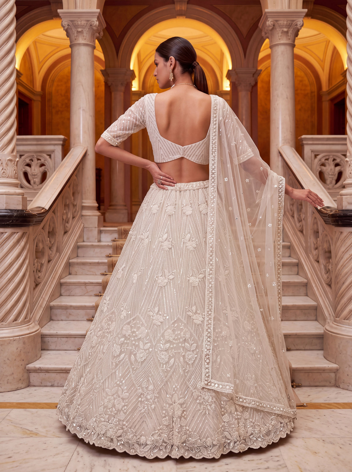Aadhira Embellished Premium Net Lehenga Choli Set with Beadwork
