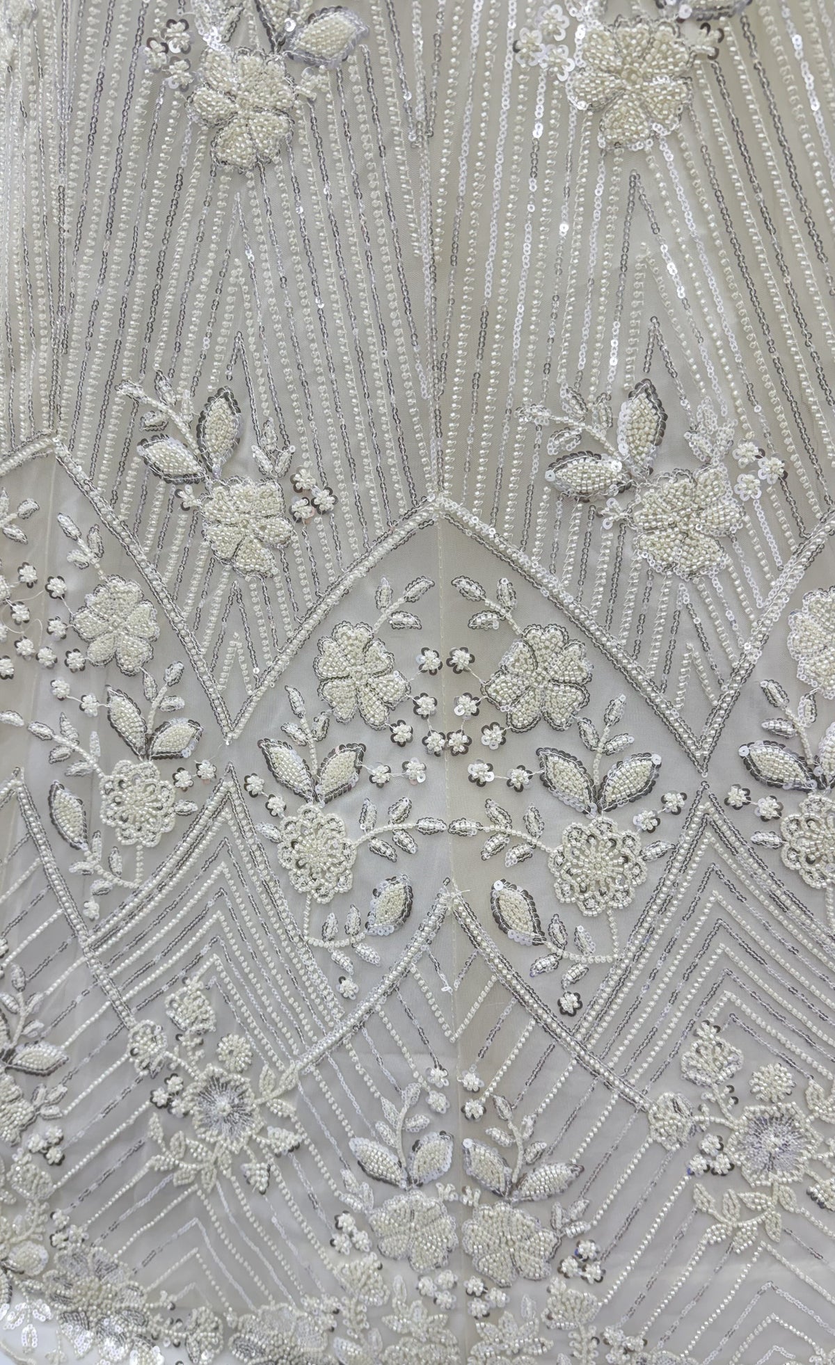 The Inaya Ivory White Embroidered Lehenga Choli, close-up 2