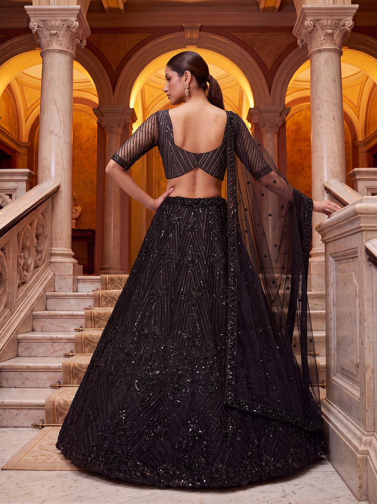 Aadhira Embellished Premium Net Lehenga Choli Set with Beadwork