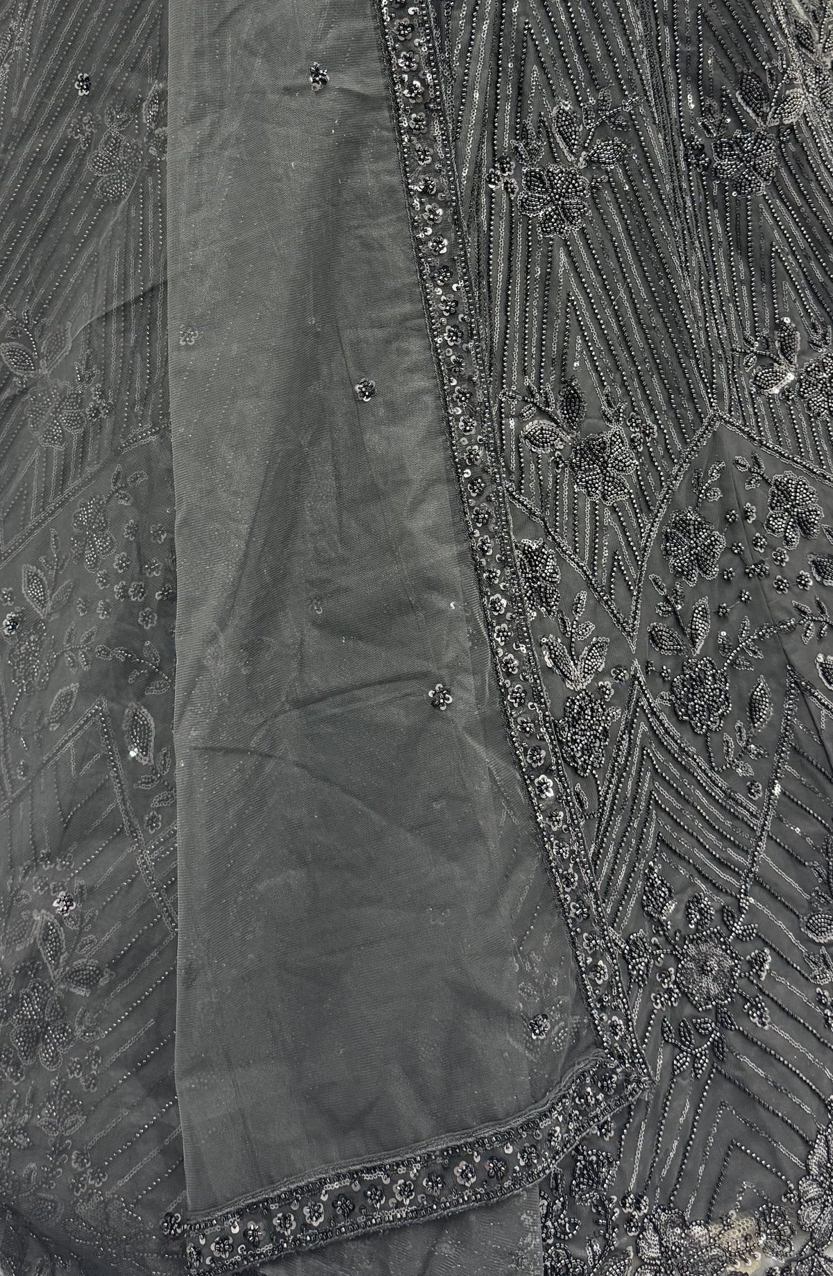 The Noir Elegance Black Embroidered Lehenga Choli, close-up 1