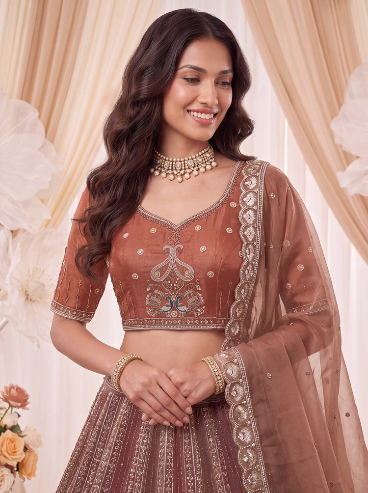 Shaded Chandnia Silk Lehenga