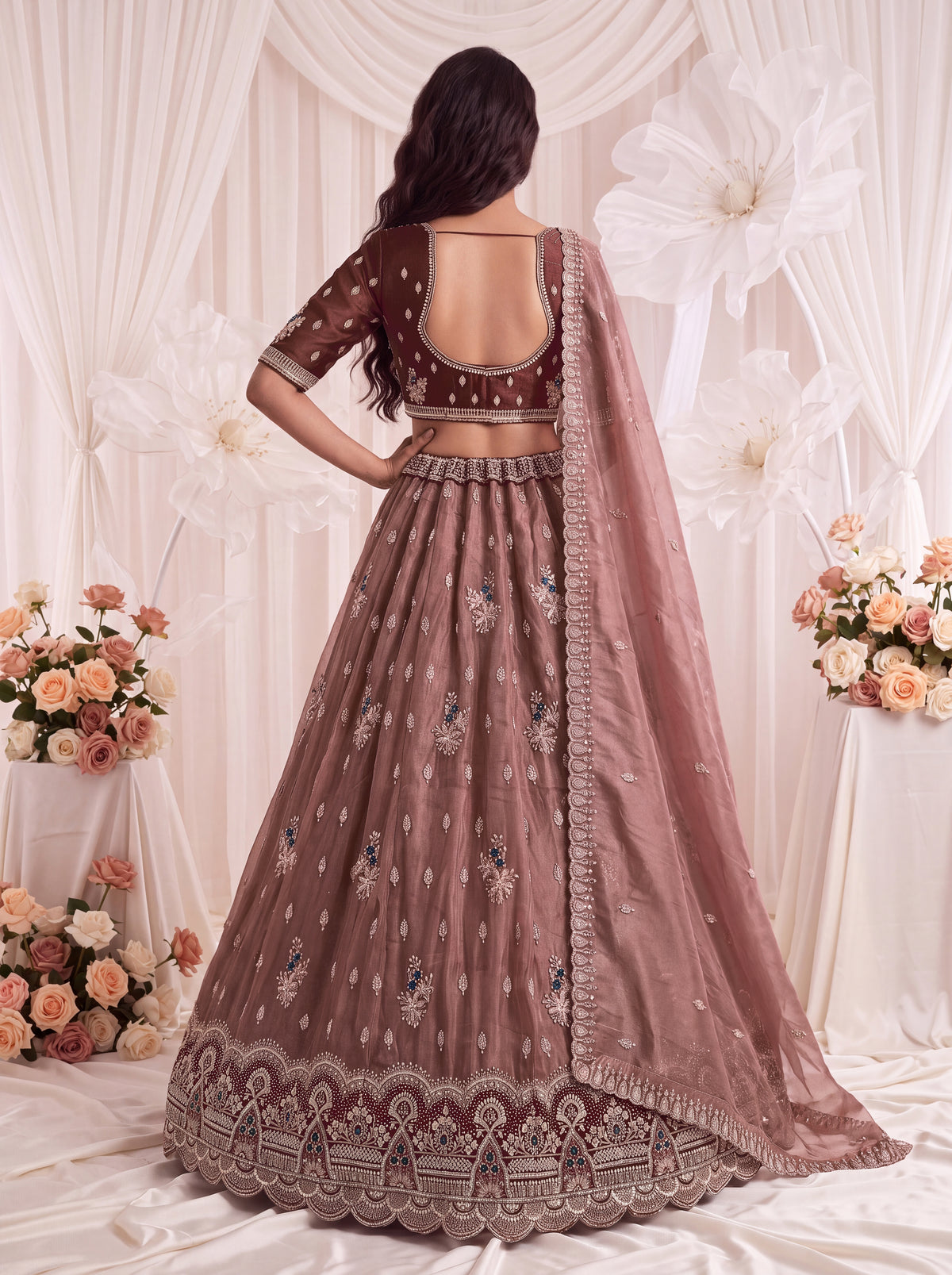 The Myra Shaded Mauve Brown Crystal Beads Lehenga Choli, photo 2