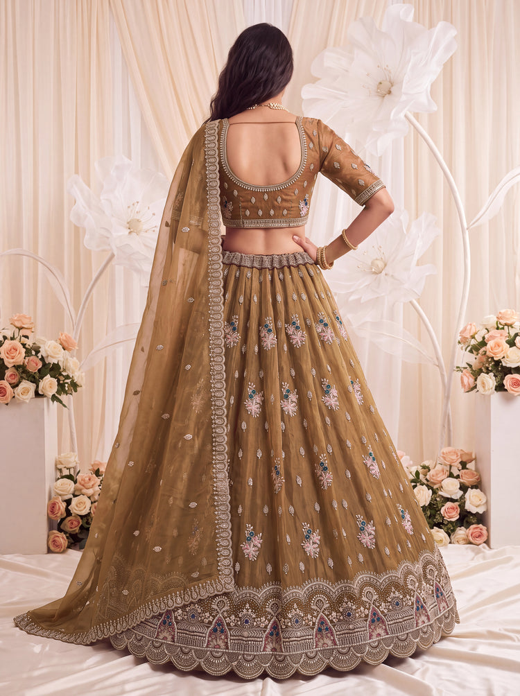 The Aavanya Olive Brown Crystal Work Lehenga Choli, photo 2
