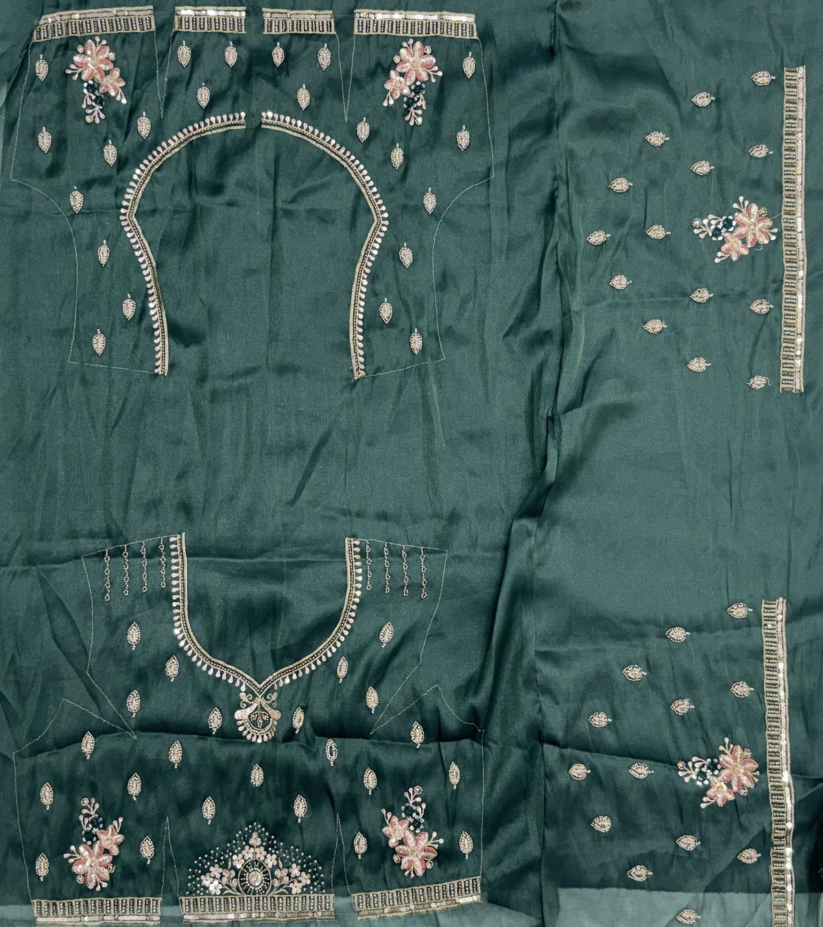 The Meher Teal Blue Crystal Work Lehenga Choli, close-up 3