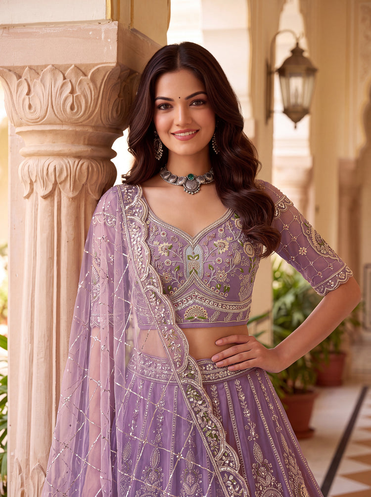 The Aadhira Lavender Purple Embroidered Lehenga Choli, photo 5