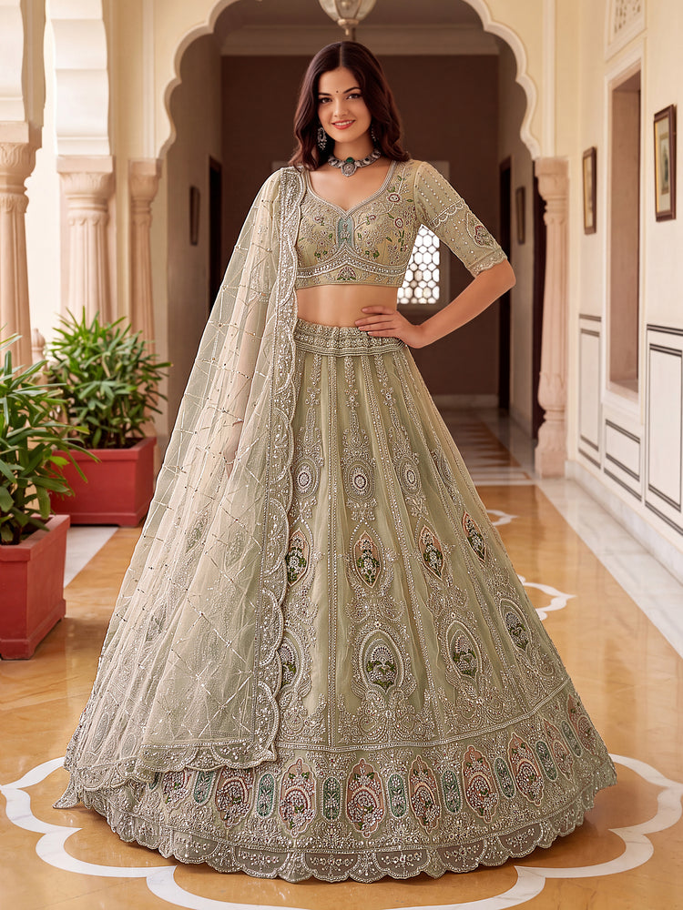 The Inaya Sage Green Embroidered Lehenga Choli
