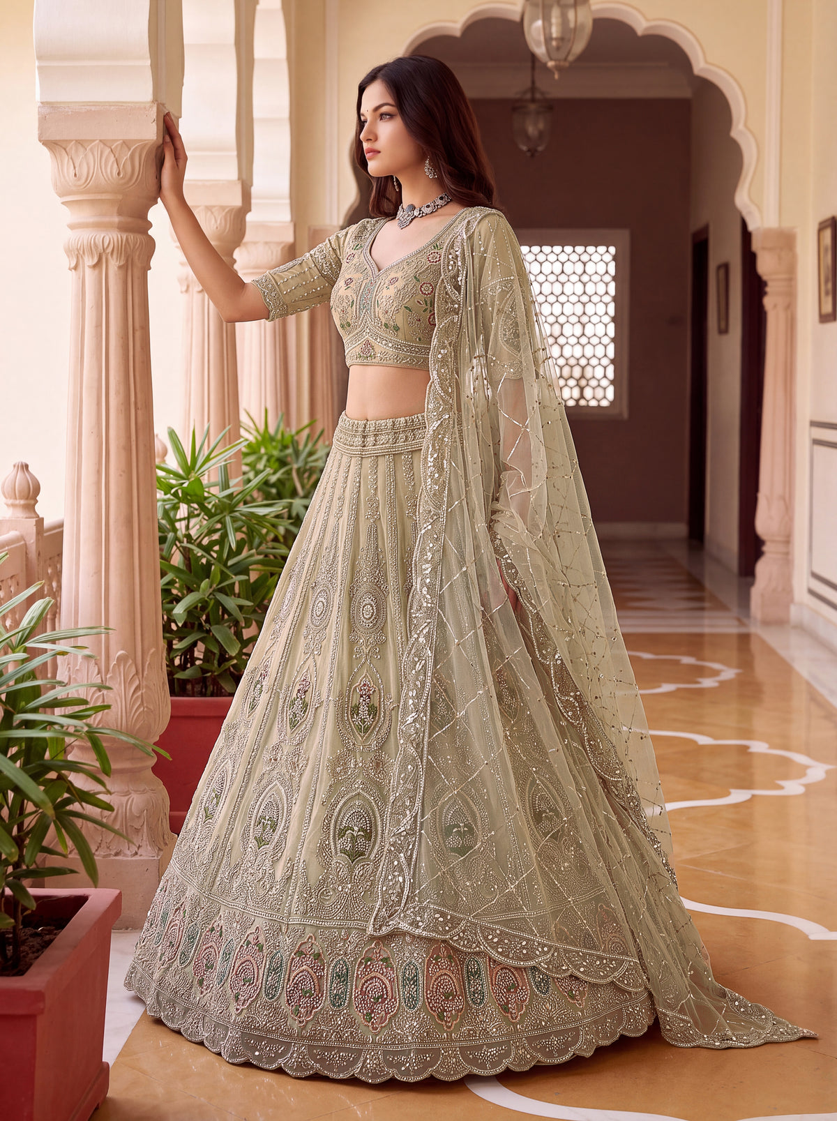 The Inaya Sage Green Embroidered Lehenga Choli, photo 3