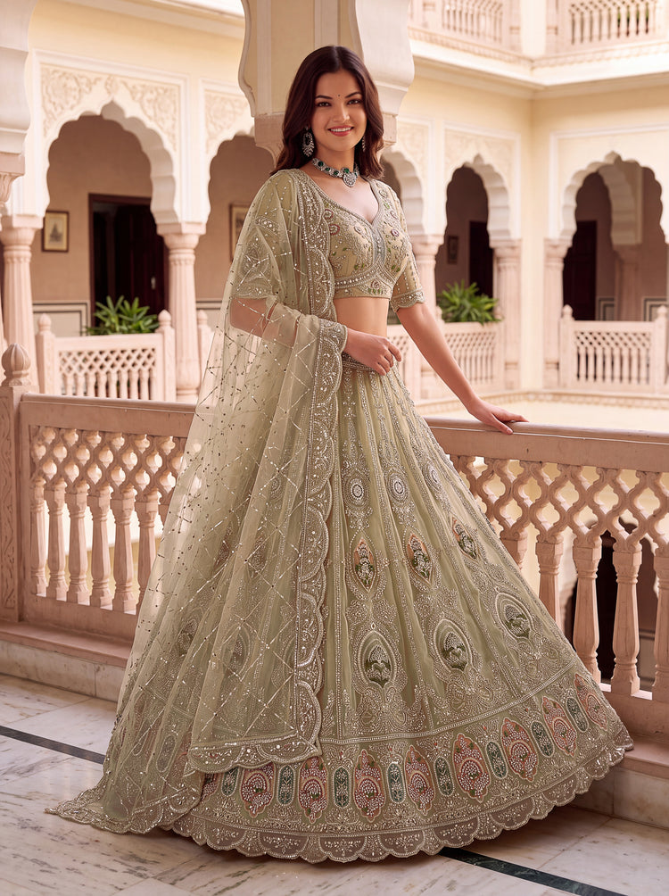 The Inaya Sage Green Embroidered Lehenga Choli, photo 4
