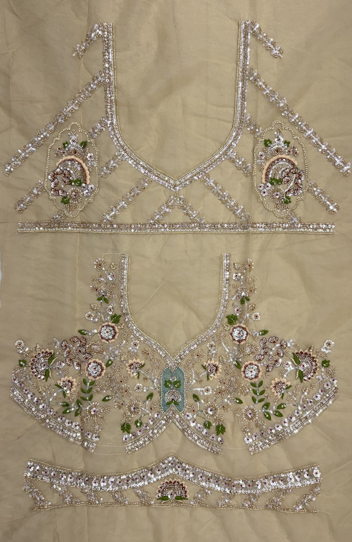 The Inaya Sage Green Embroidered Lehenga Choli, close-up 3