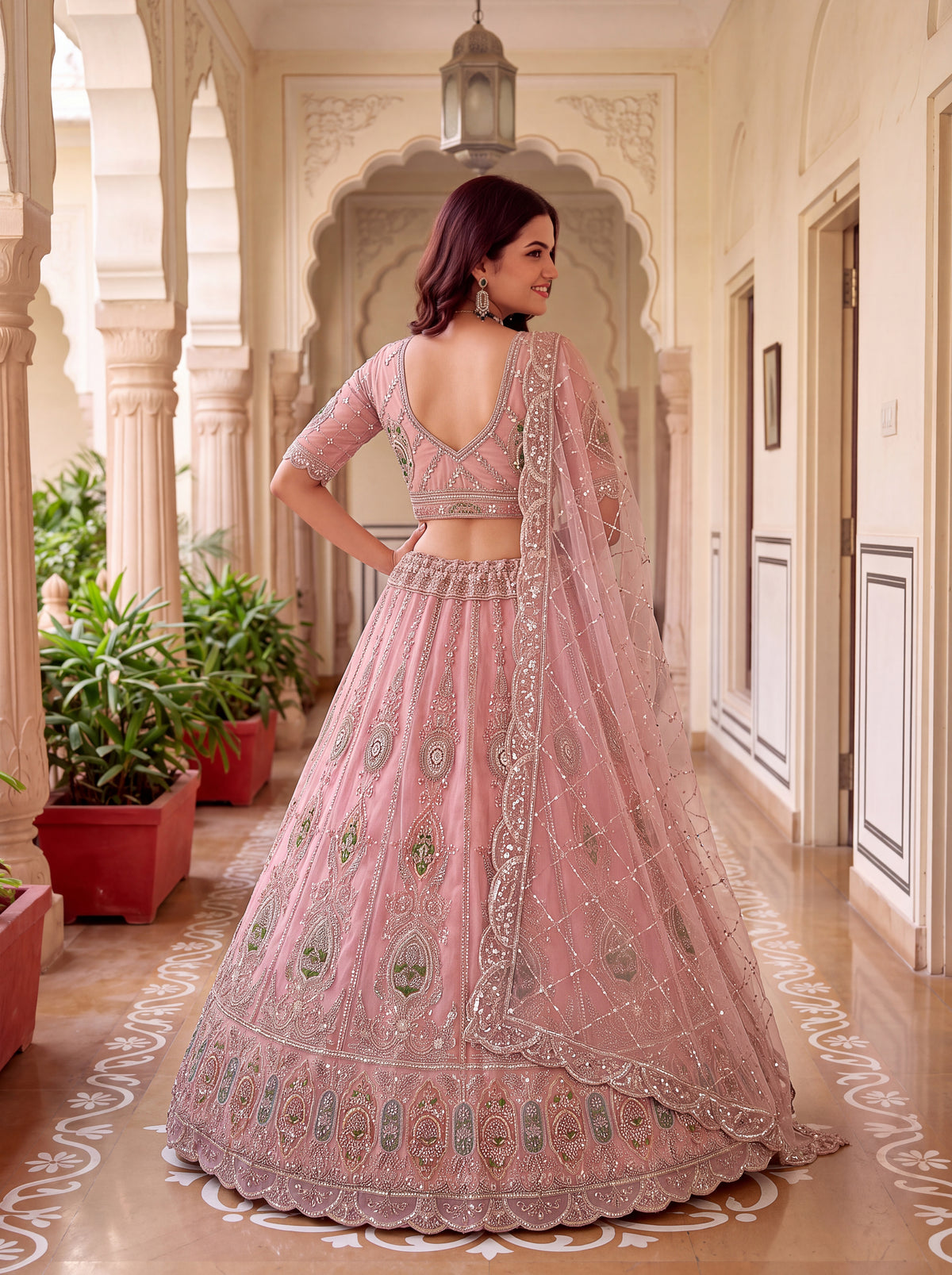 The Aashvi Dusty Pink Embroidered Lehenga Choli, photo 2