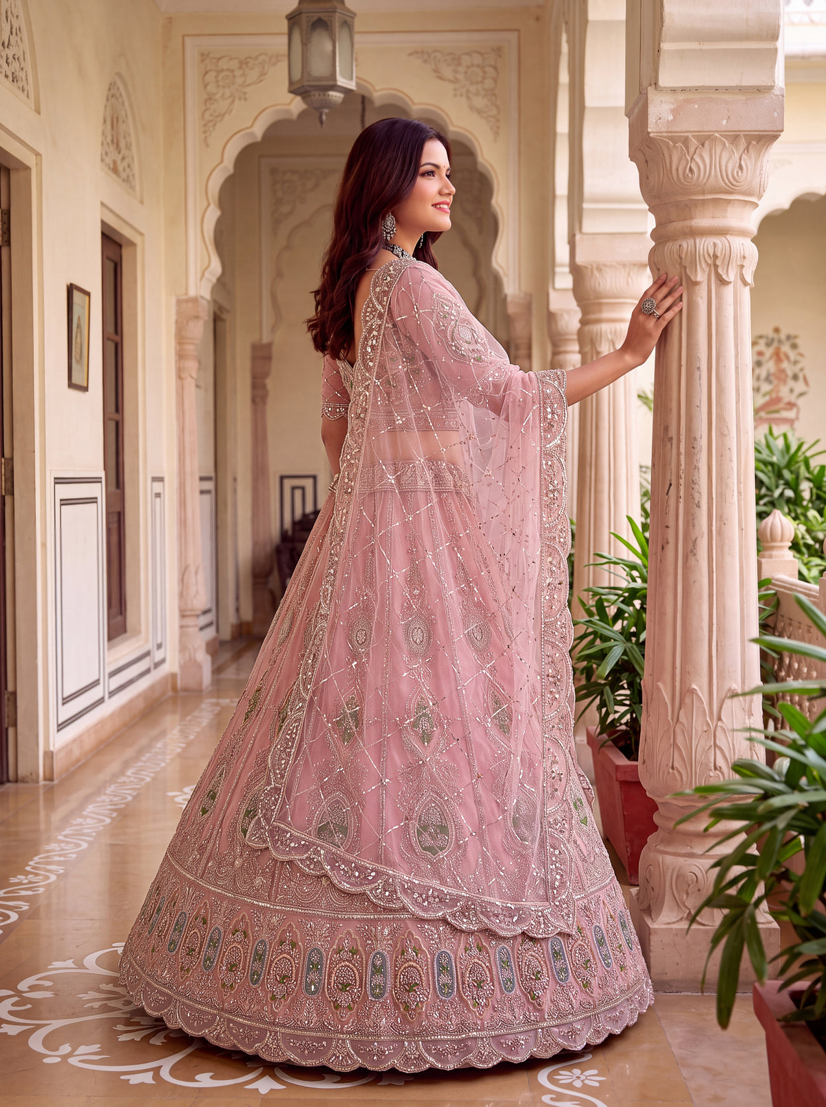 The Aashvi Dusty Pink Embroidered Lehenga Choli, photo 3