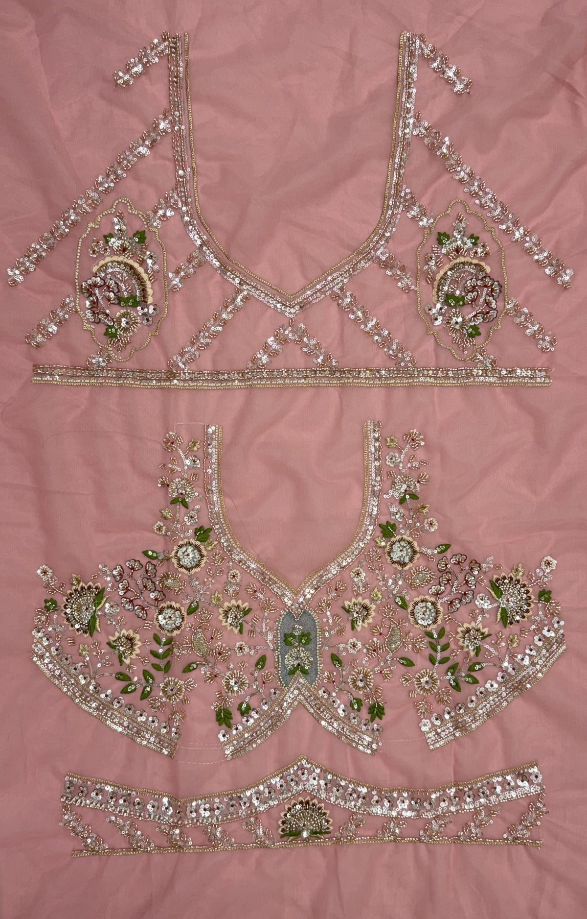 The Aashvi Dusty Pink Embroidered Lehenga Choli, close-up 3