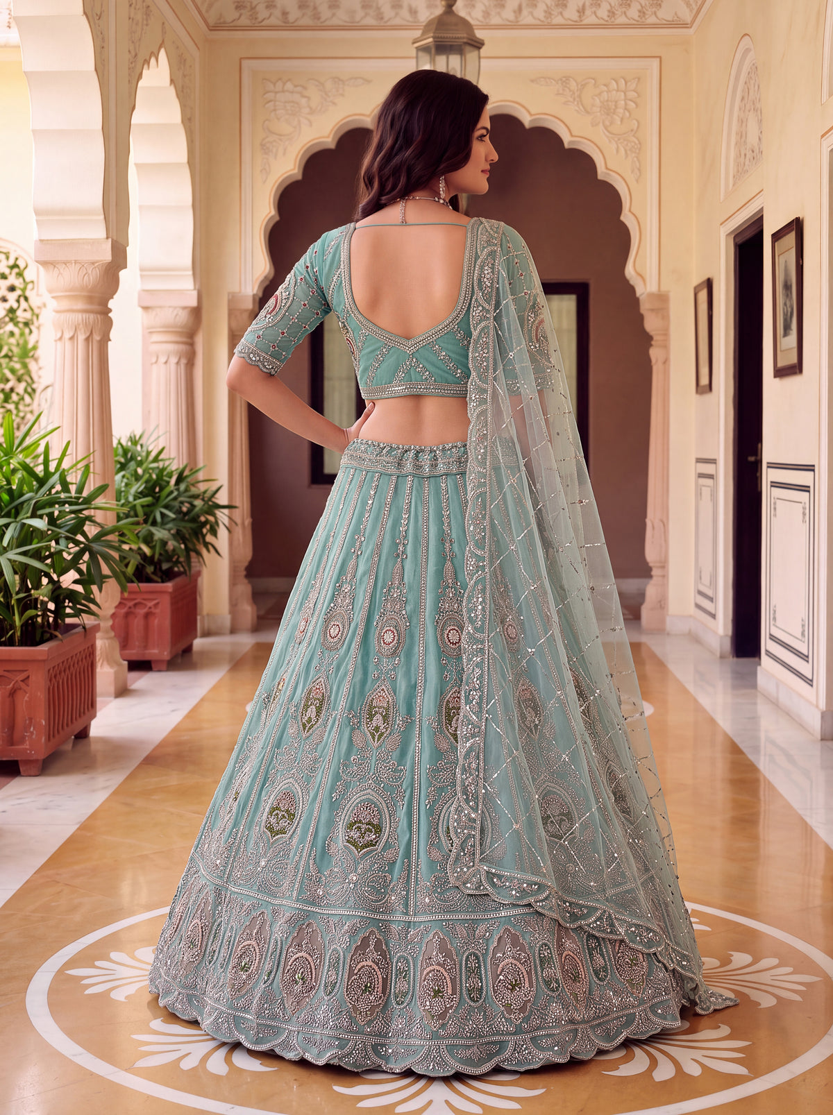 The Aavisha Teal Green Embroidered Lehenga Choli, photo 2