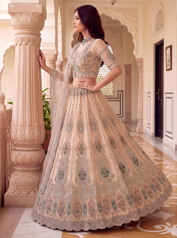 The Samaira Champagne Beige Embroidered Lehenga Choli, photo 3