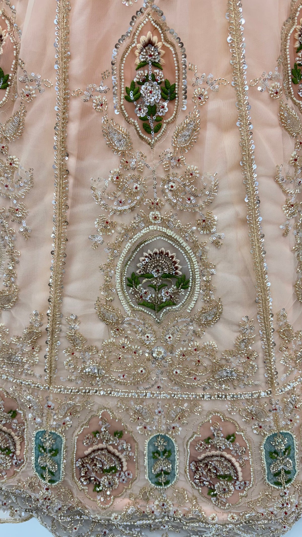The Samaira Champagne Beige Embroidered Lehenga Choli, close-up 3