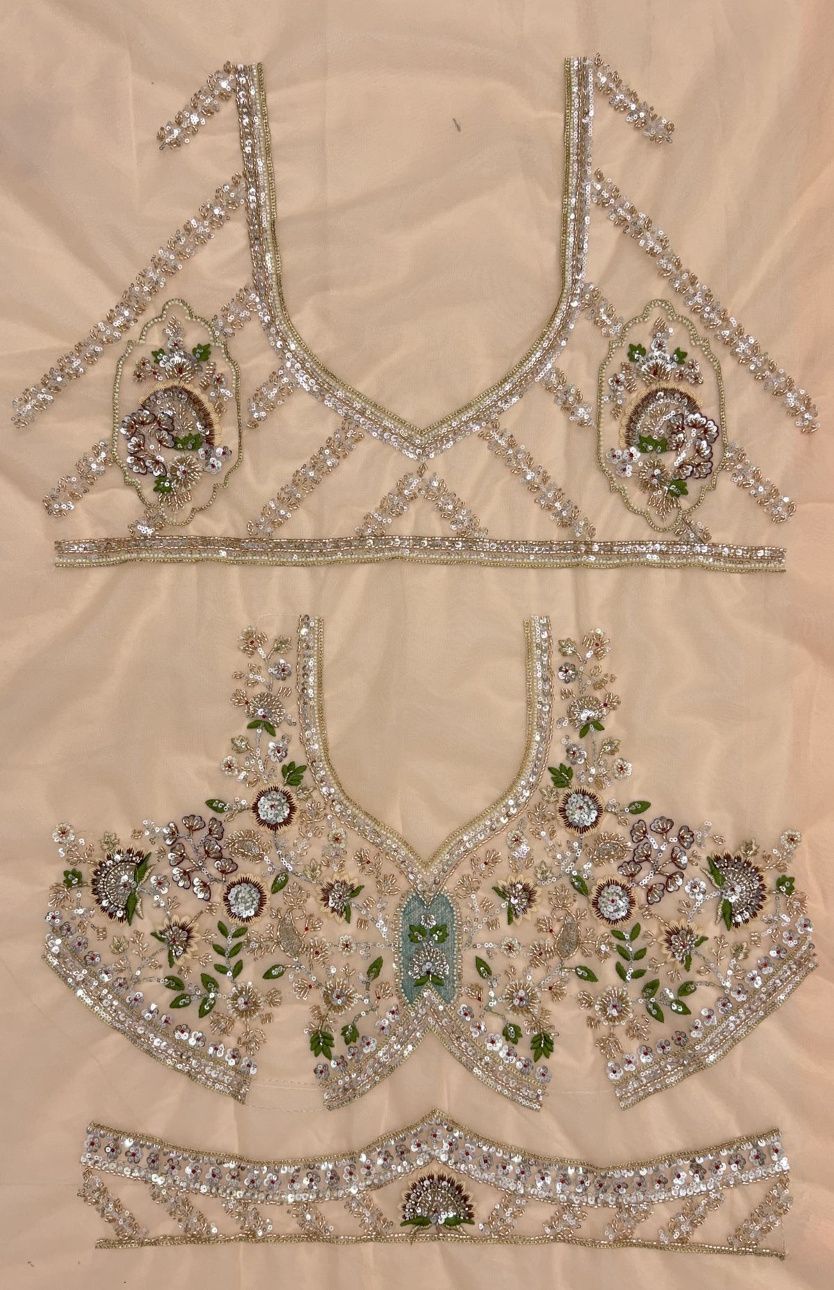 The Samaira Champagne Beige Embroidered Lehenga Choli, close-up 1
