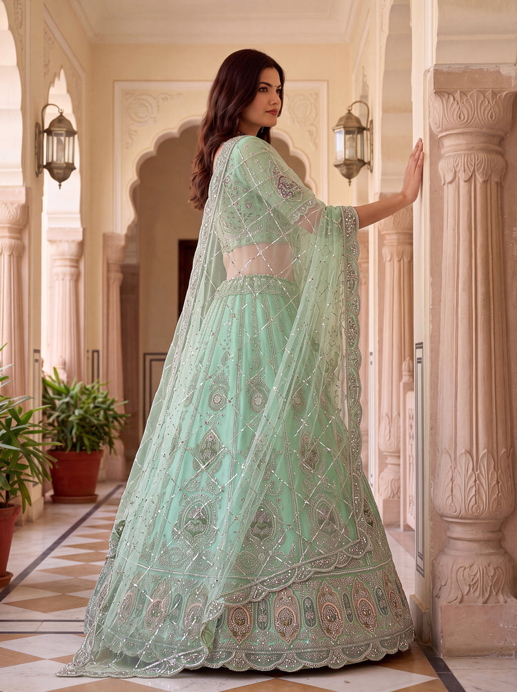 The Samaira Sea Green Embroidered Lehenga Choli, photo 3