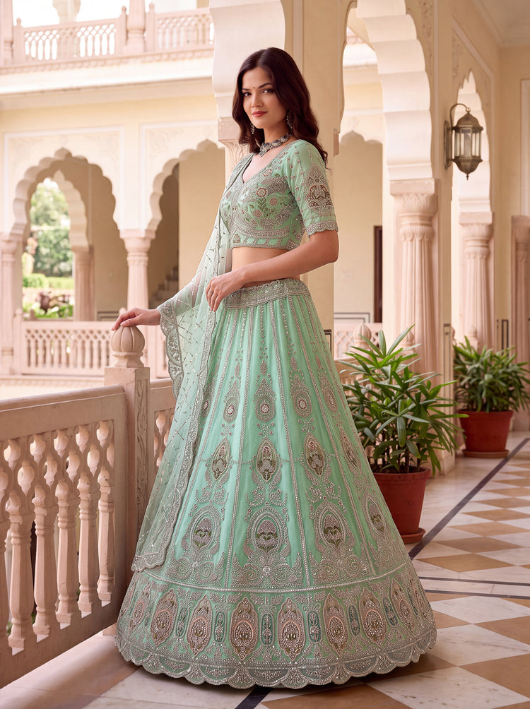 The Samaira Sea Green Embroidered Lehenga Choli, photo 4