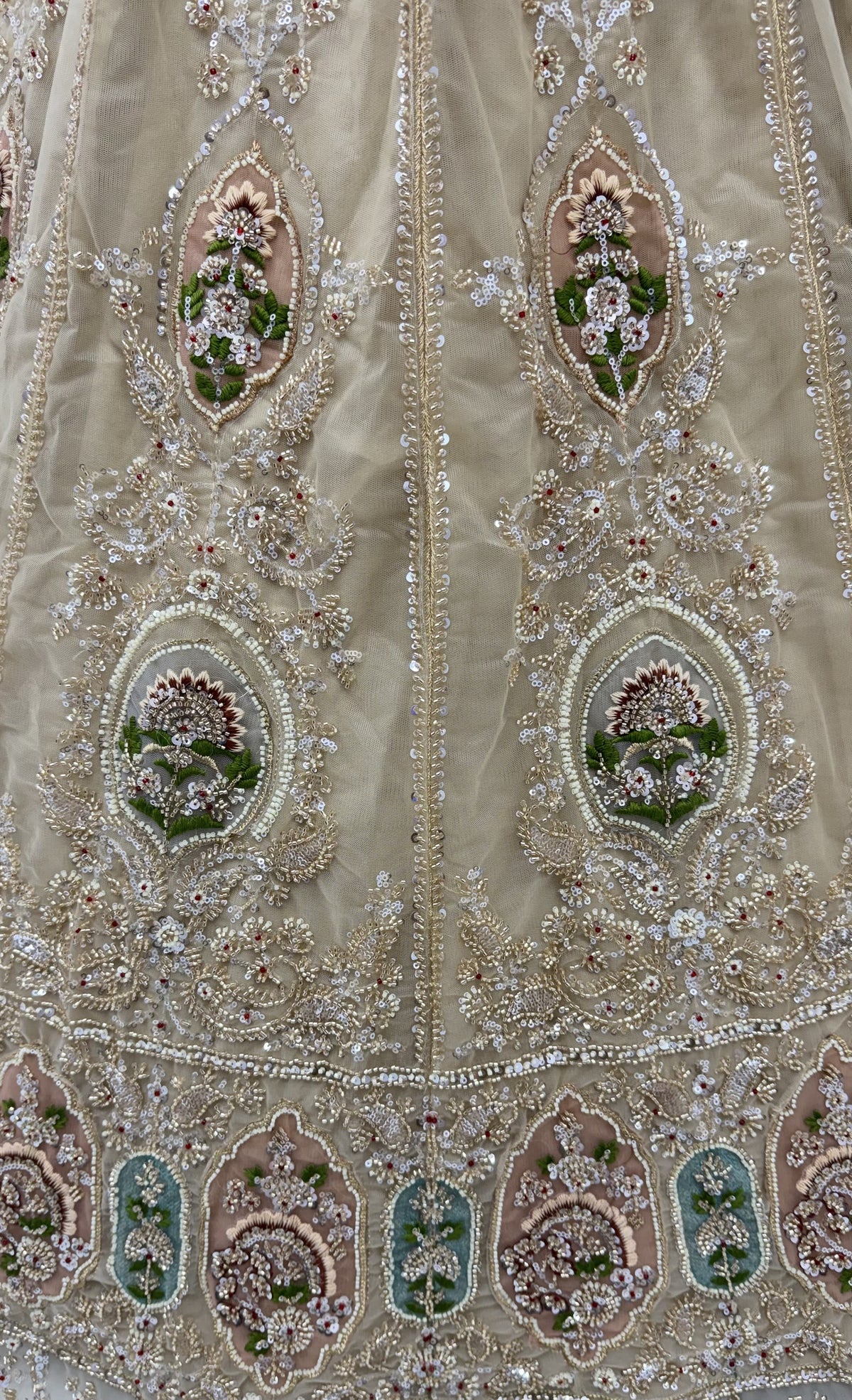 The Inaya Sage Green Embroidered Lehenga Choli, close-up 2