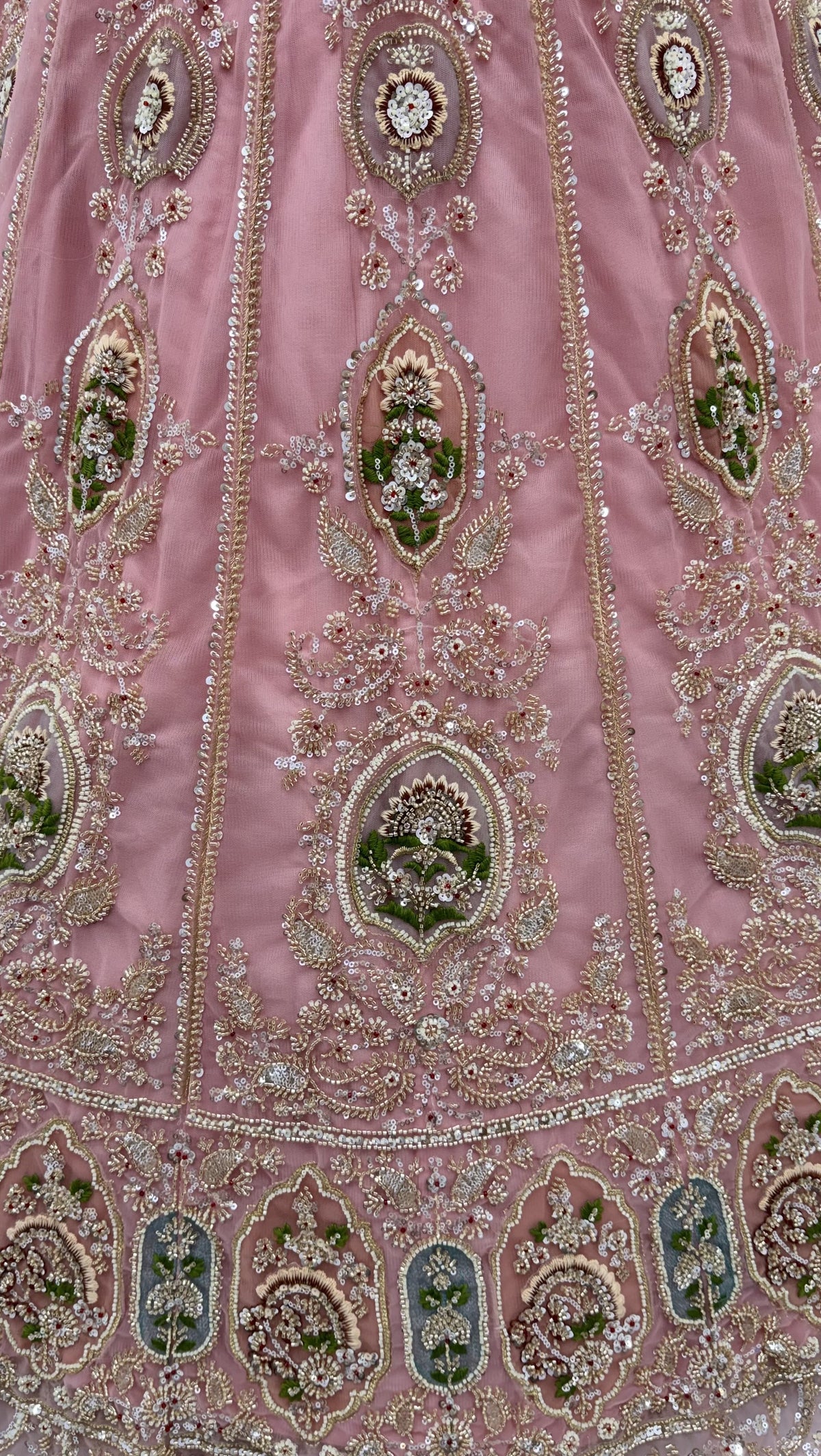 The Aashvi Dusty Pink Embroidered Lehenga Choli, close-up 1