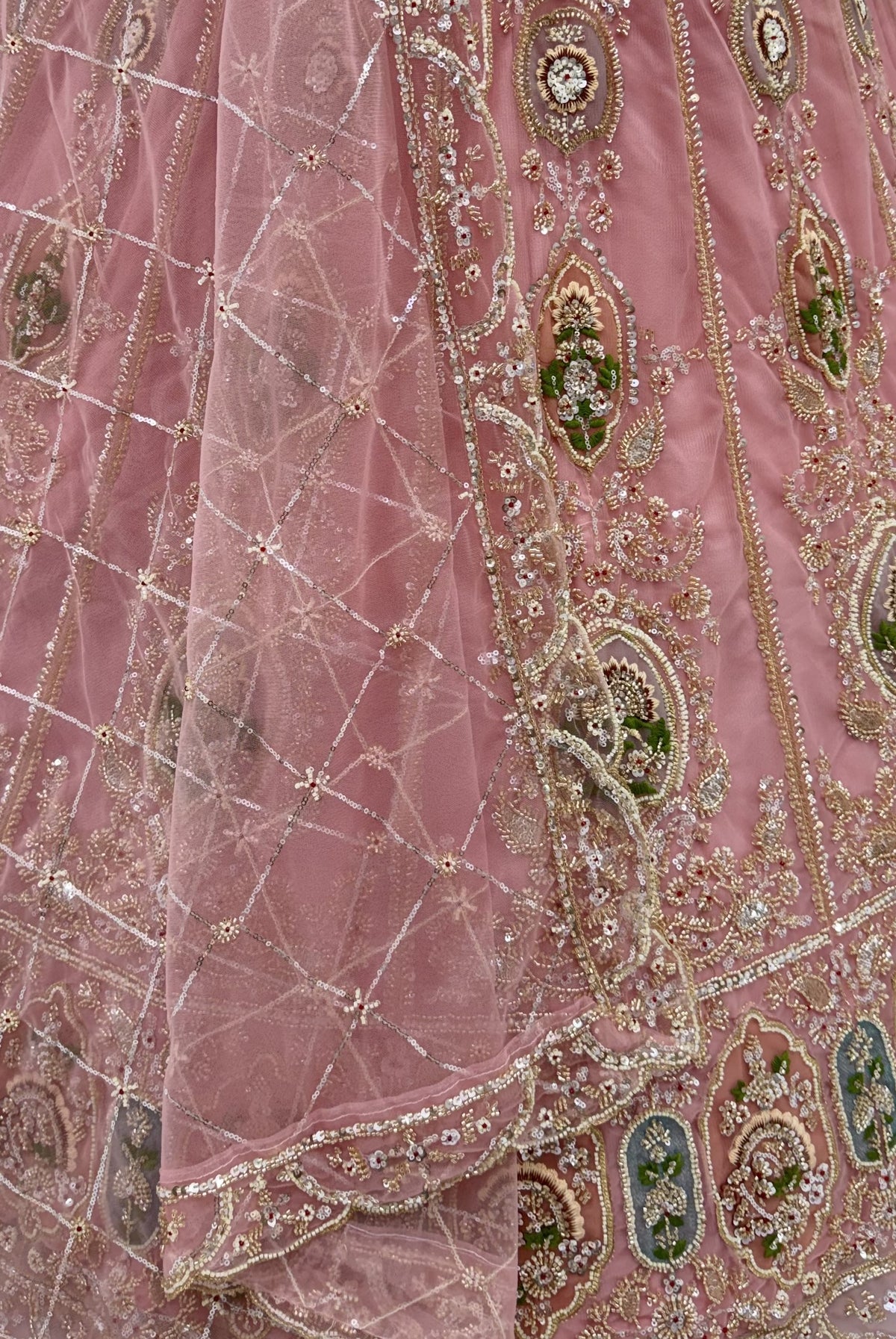 The Aashvi Dusty Pink Embroidered Lehenga Choli, close-up 2