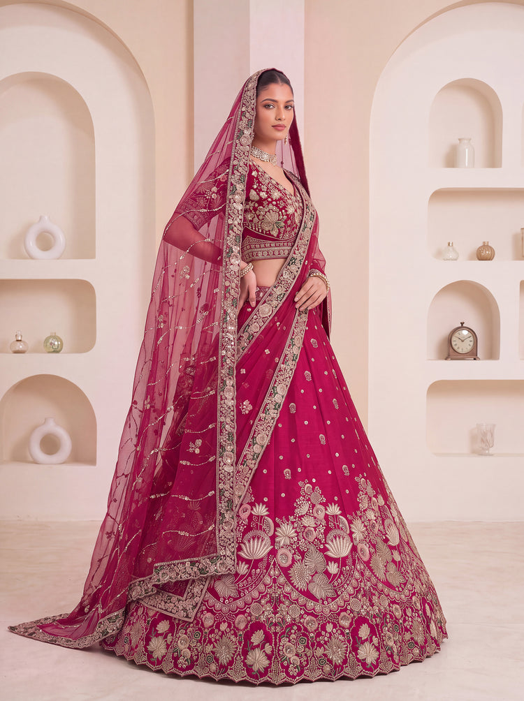 The Gulnaaz Rani Pink Floral Embroidered Bridal Lehenga Choli, photo 3