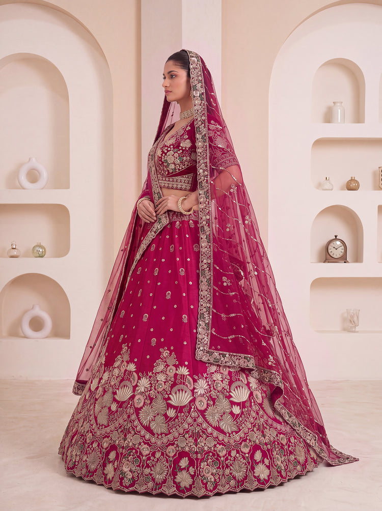 The Gulnaaz Rani Pink Floral Embroidered Bridal Lehenga Choli, photo 4