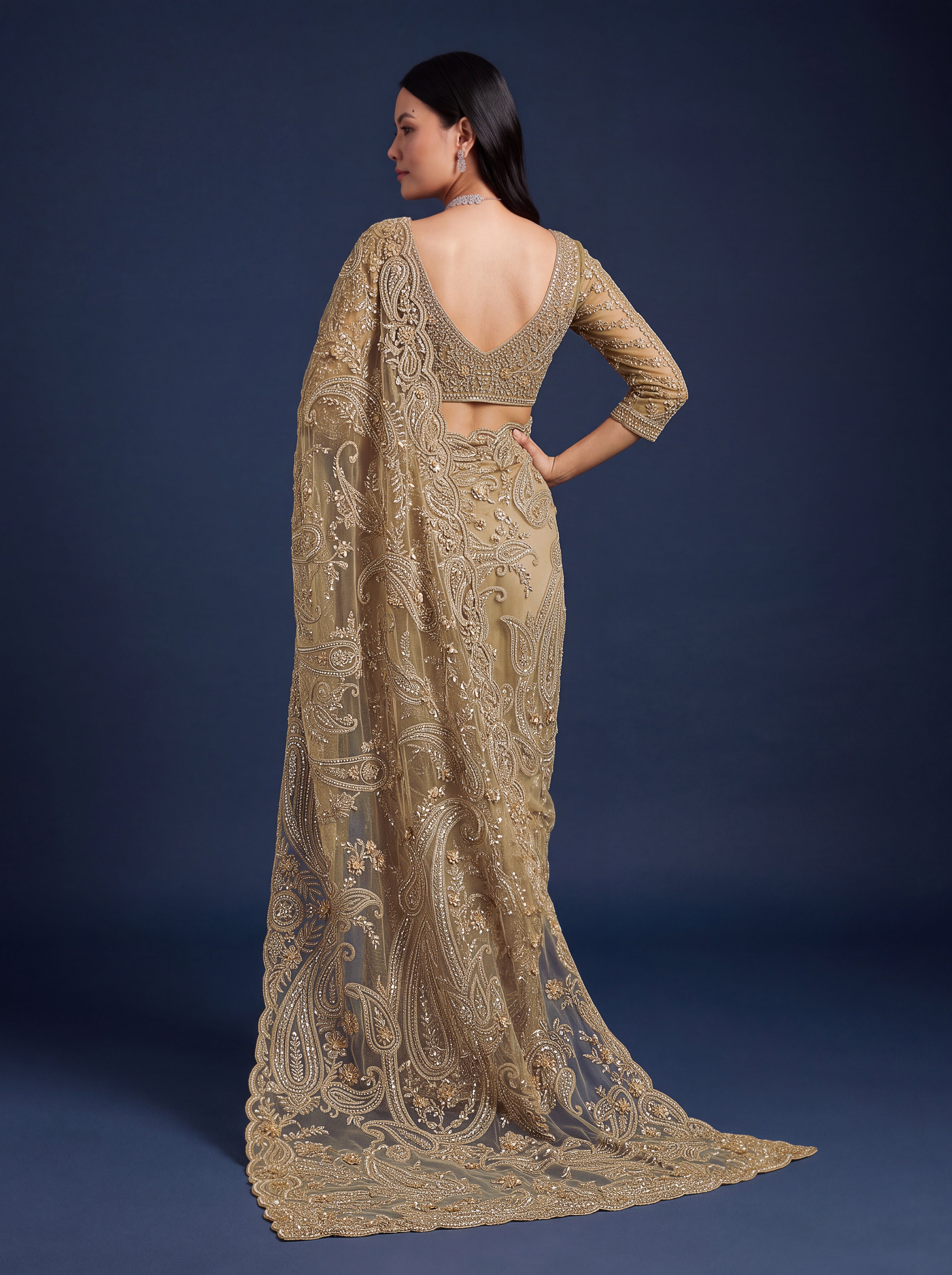 Champagne Gold Designer Saree