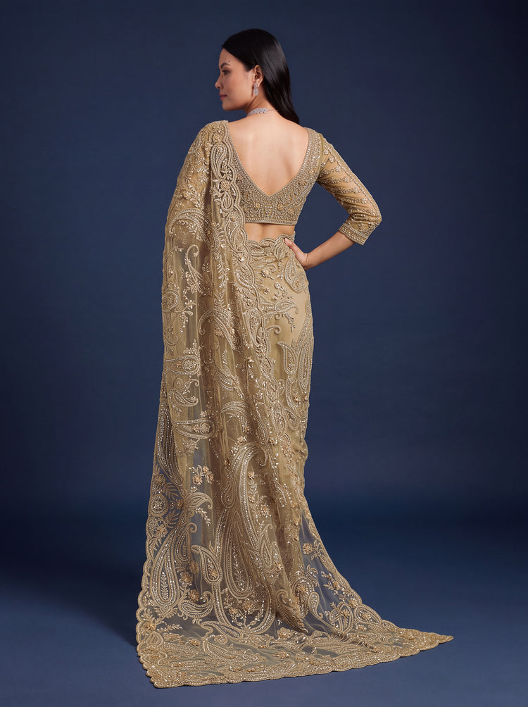 Champagne Gold Designer Saree