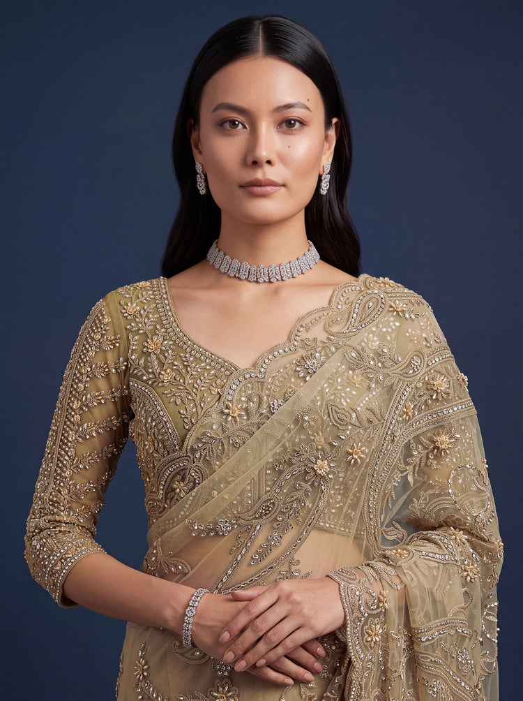 Champagne Gold Designer Saree